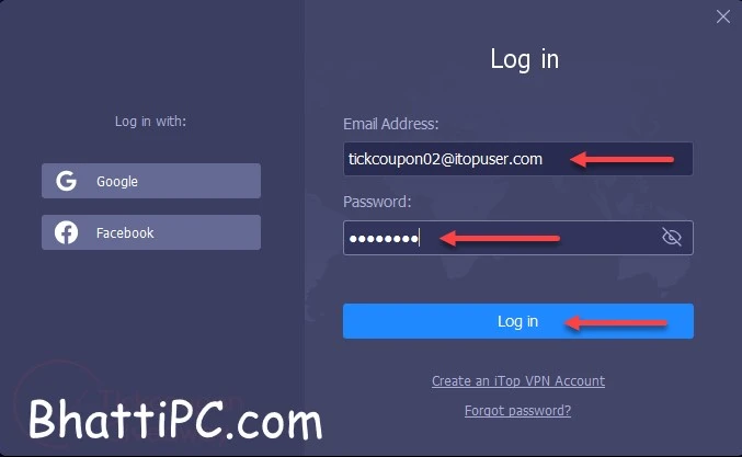 iTop VPN Key With Email and Password