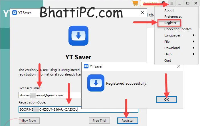 YT Saver License Email and Registration Code